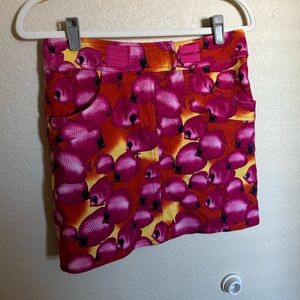 Vintage Y2K Versus by Versace Fish Mini Skirt Sz 42  Pink Bright‎ All Over Print